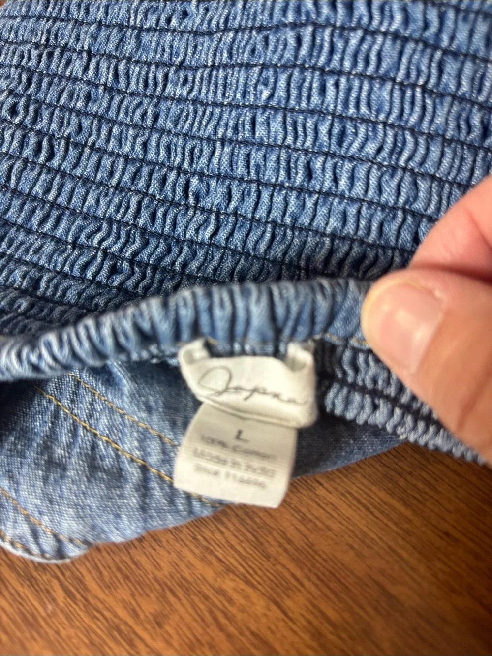 Japna Denim Button-Front Crop Top Blue Sleeveless Summer Shirt Size Large - Picture 5 of 6